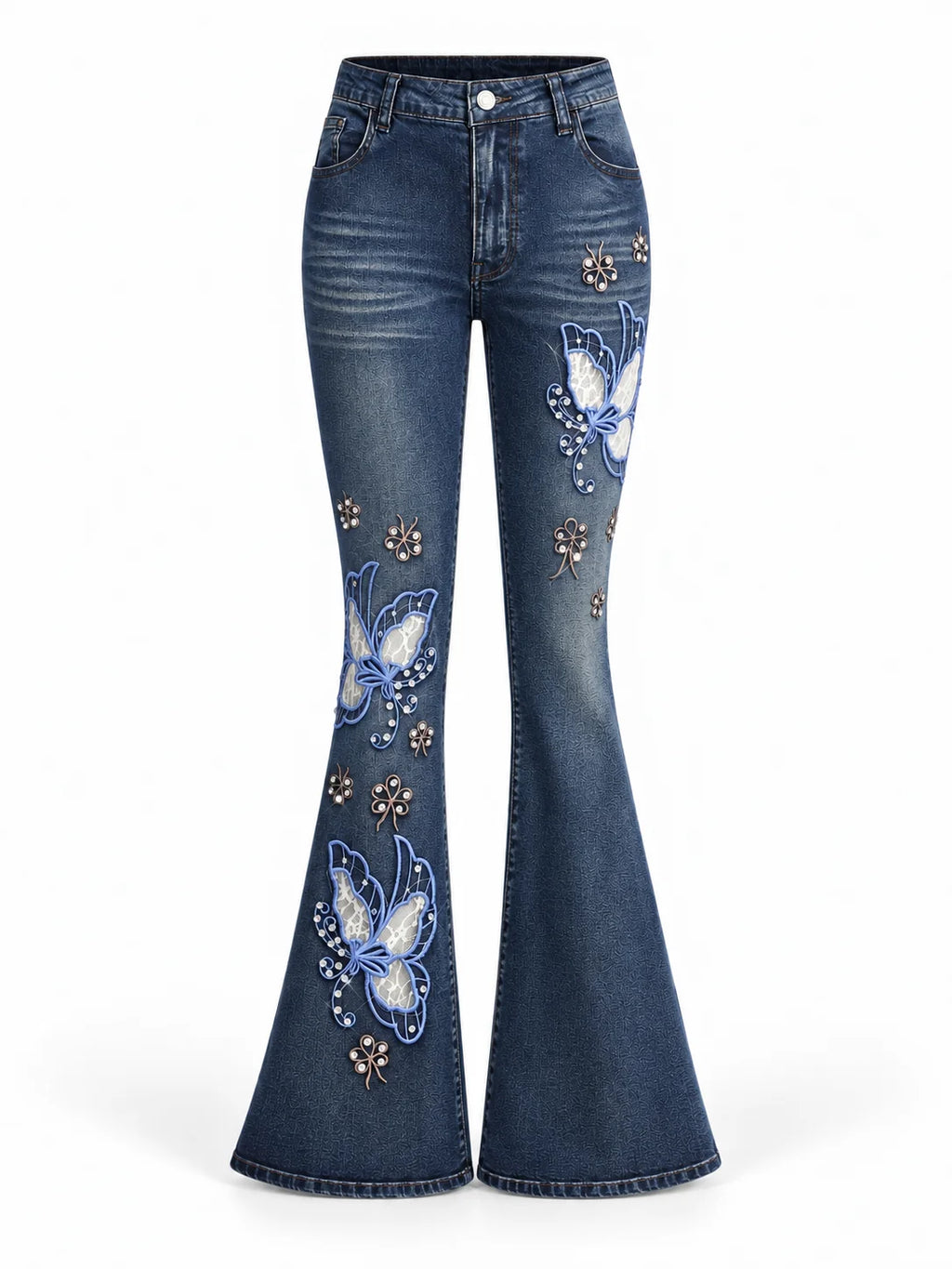 Azure Butterfly Flare Jeans