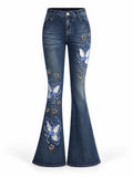 Azure Butterfly Flare Jeans