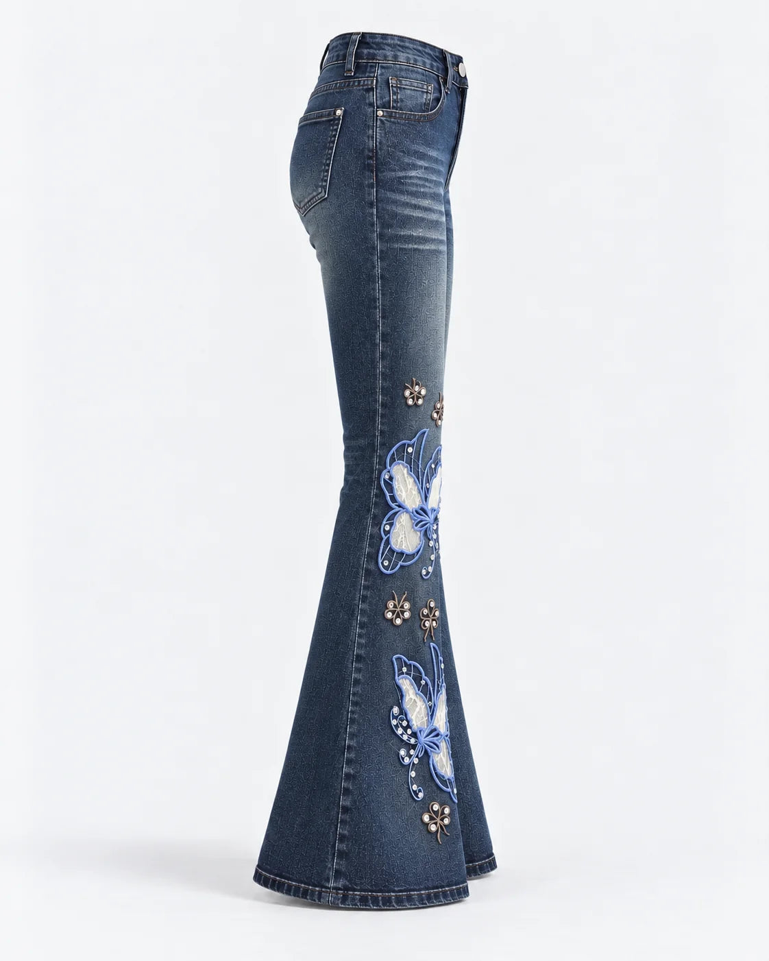 Azure Butterfly Flare Jeans