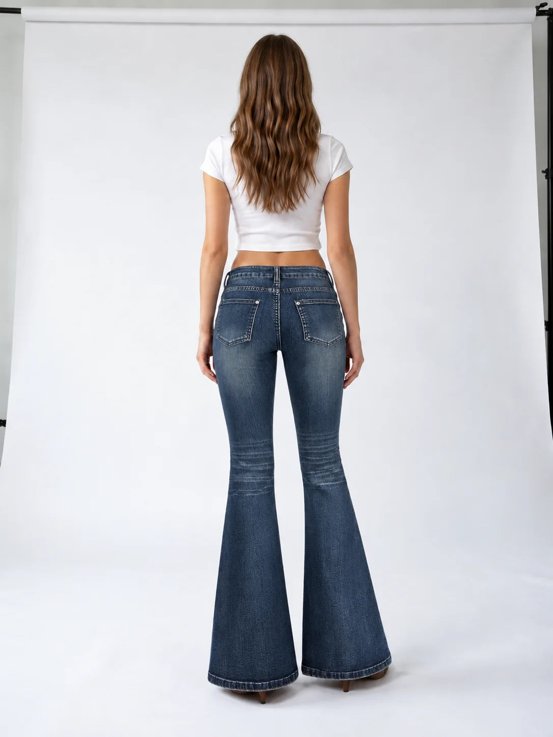 Azure Butterfly Flare Jeans