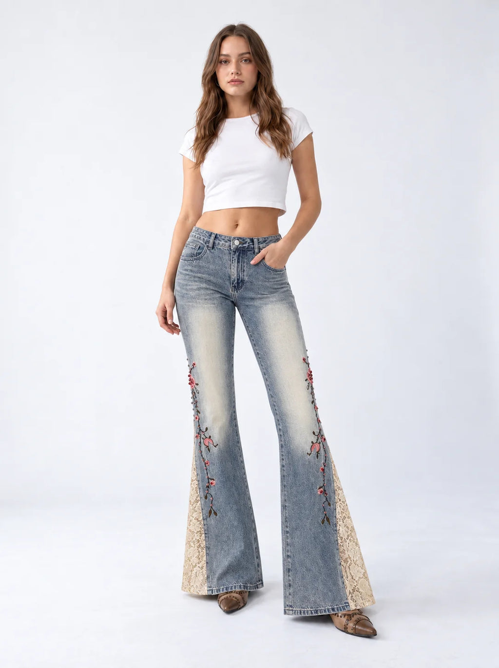 Rosebud Lace Flare Jeans