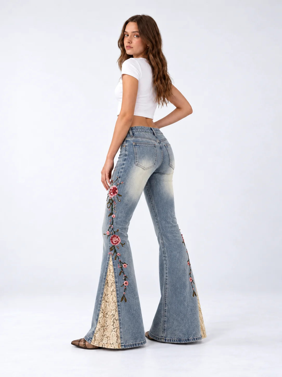 Rosebud Lace Flare Jeans
