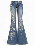 Wildflower Embroidered Flare Jeans