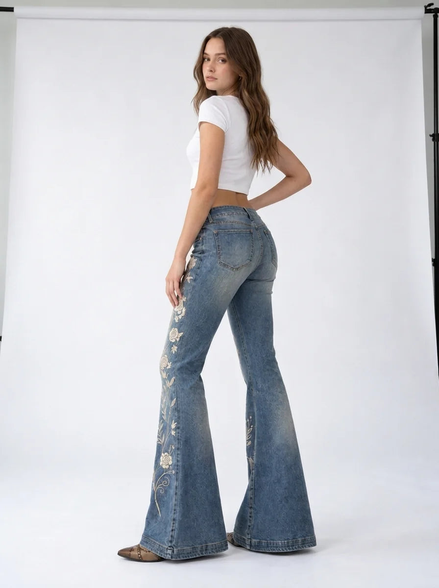 Wildflower Embroidered Flare Jeans