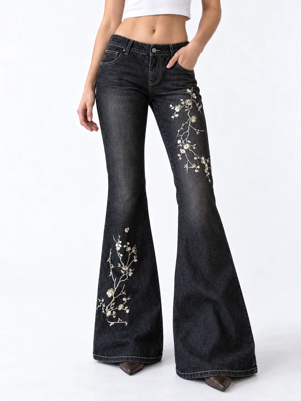 Onyx Blossom Flare Jeans