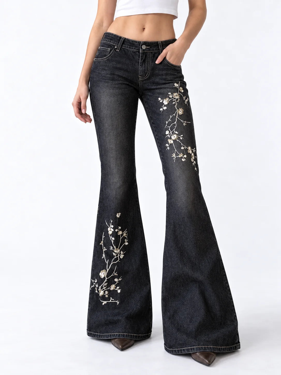 Onyx Blossom Flare Jeans