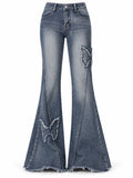 Butterfly Patch Flare Jeans