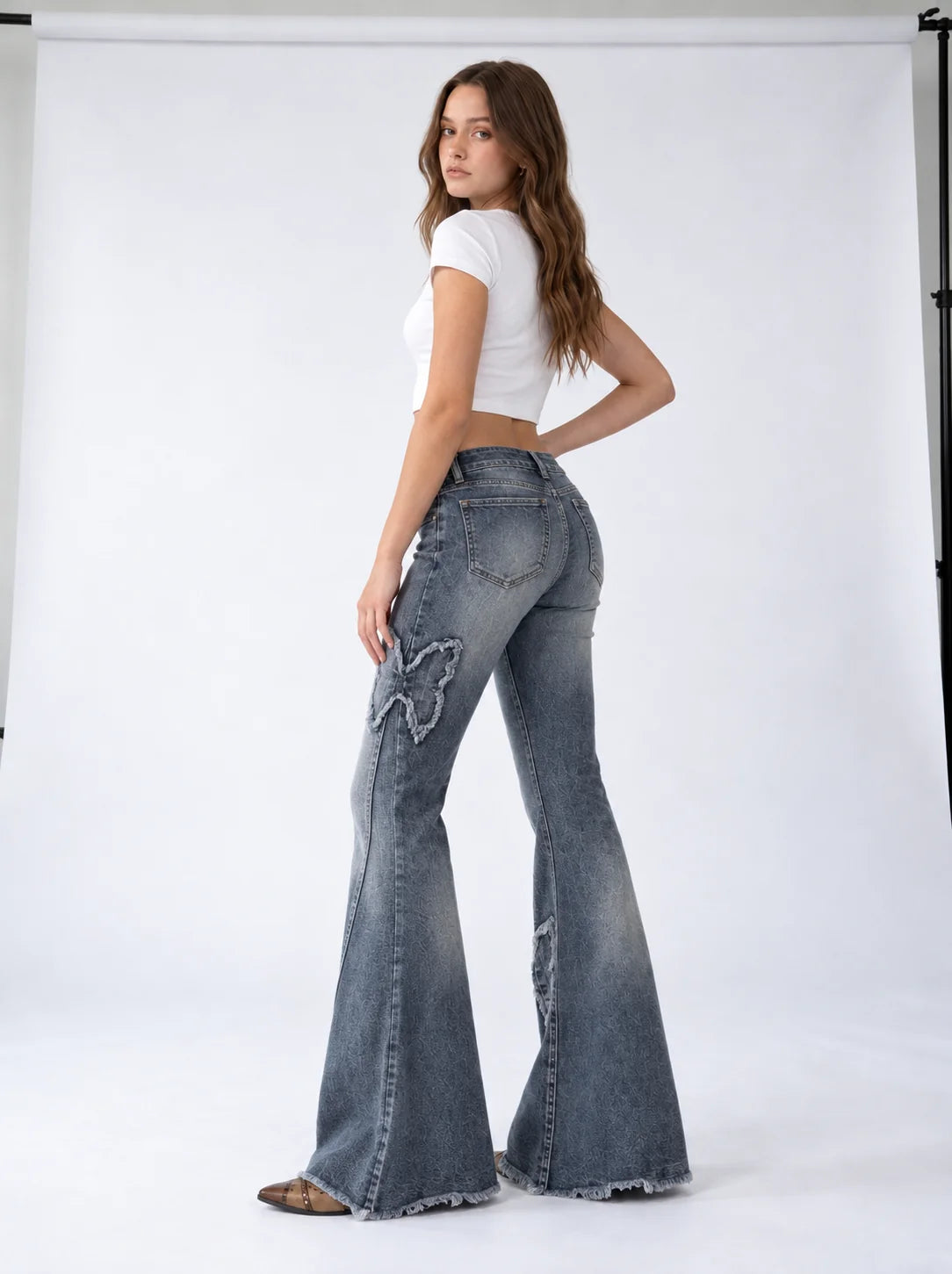 Butterfly Patch Flare Jeans