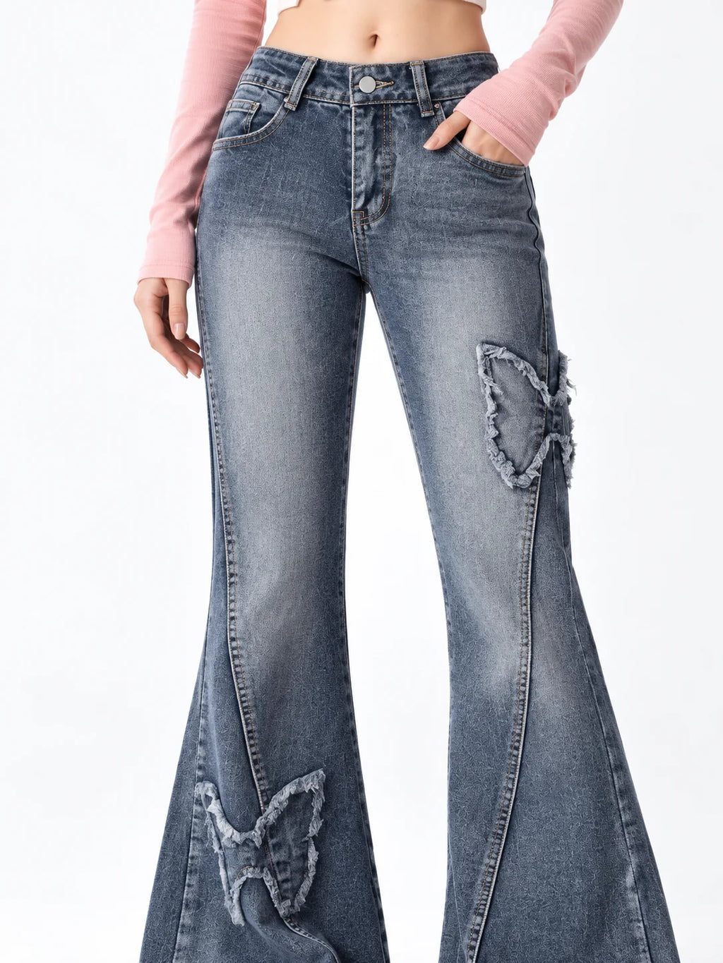 Butterfly Patch Flare Jeans