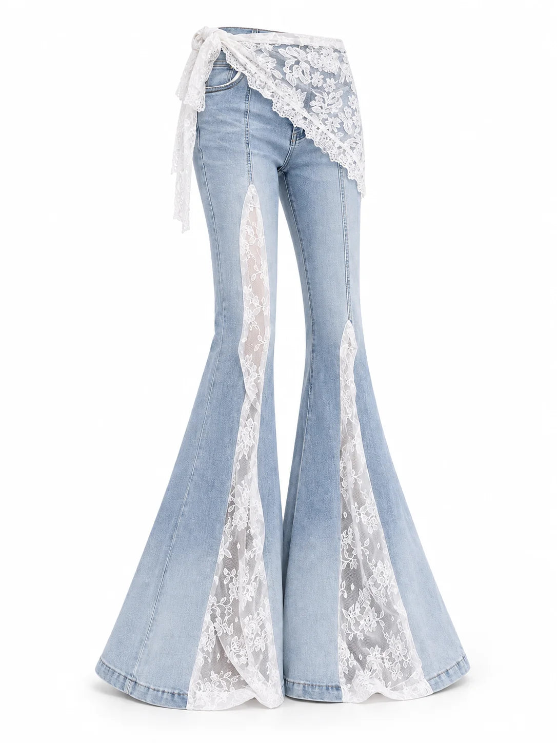 Lace Wrap Flare Jeans