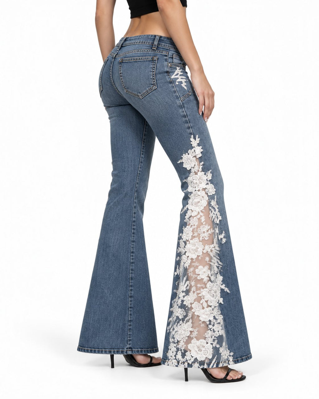 Ivory Bloom Flare Jeans back detail