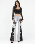 Noir Lace Flare Jeans front on model