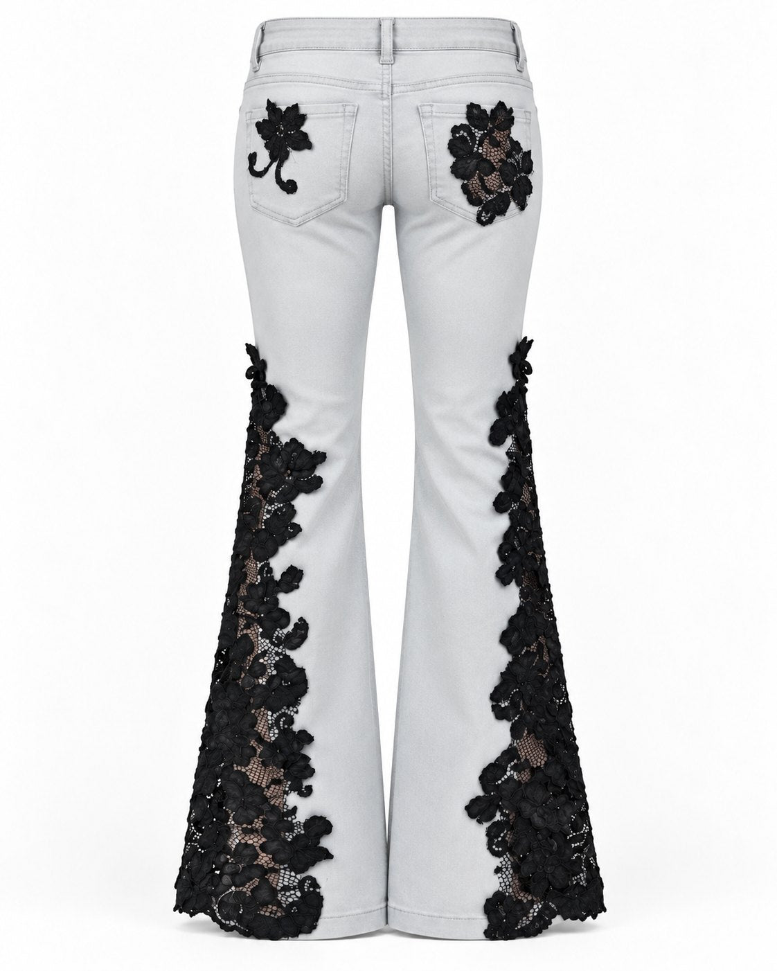 Noir Lace Flare Jeans flat back