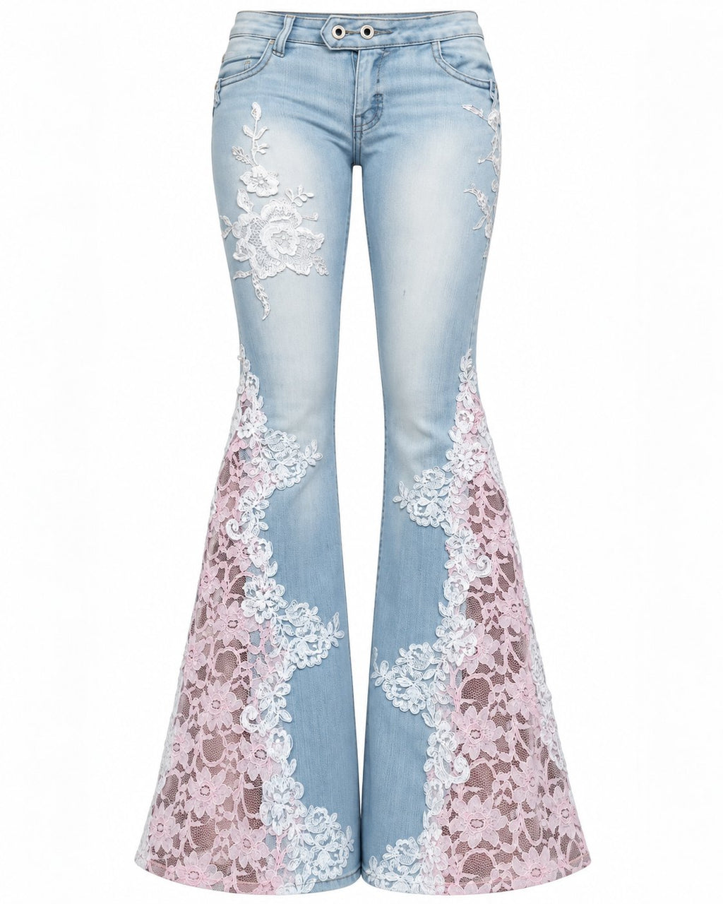 Blush Bloom Flare Jeans flat front