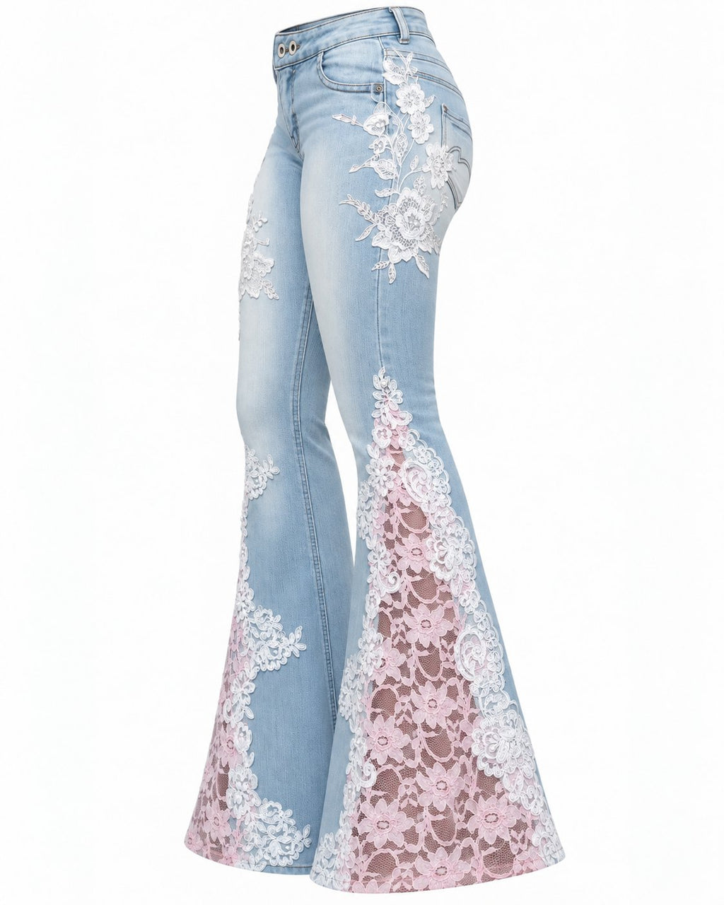 Blush Bloom Flare Jeans flat back