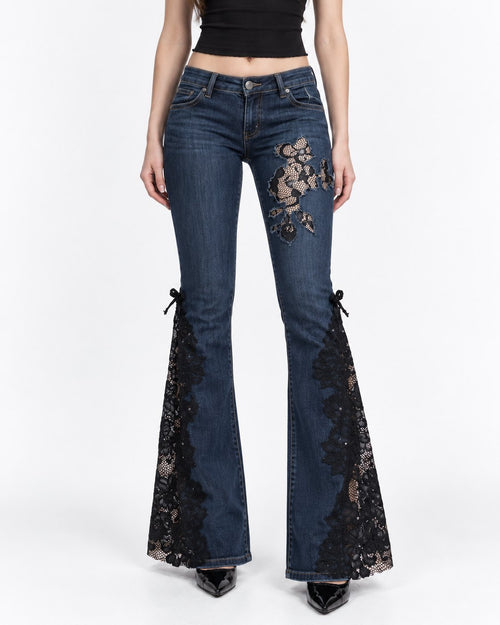 Midnight Lace Flare Jeans front on model